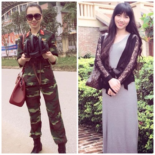 Minh Hà trong hai hình ảnh đối lập thú vị.    