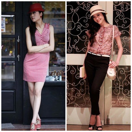 Dáng người chuẩn của Ngọc Bích khiến cô dễ dàng kết hợp các trang phục đời thường.