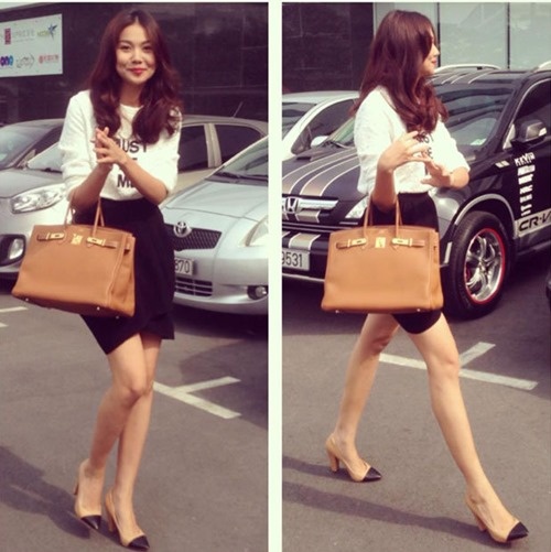 Cô sở hữu đến 4 chiếc túi hermes birkin với 4 màu khác nhau như đỏ, vàng nâu, đen và xám ghi.