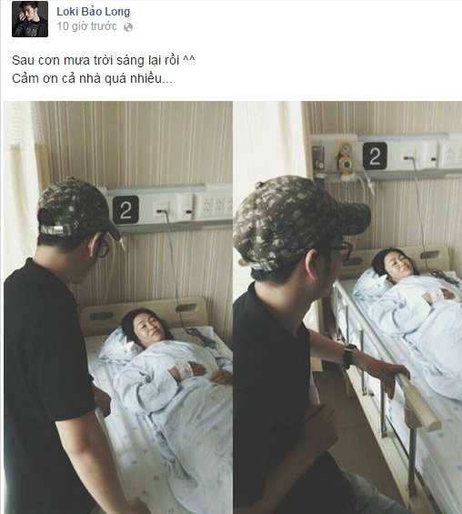 Loki bên giường bệnh của mẹ sau ca phẫu thuật.