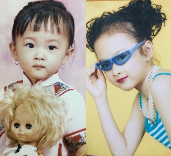 Loạt ảnh cũ được Angela Phương Trinh chia sẻ cho thấy cô nàng đã sở hữu  khuôn mặt thanh tú và phong cách thời trang ưa nhìn ngay từ tấm bé.