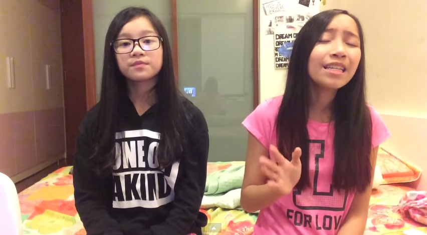 Hai con My Linh gay chu y khi cover hit tieng Anh hinh anh