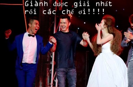 Biểu cảm cực vui của các thành viên team Đông Nhi sau khi giành giải nhất tuần.