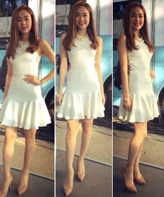 Nếu sở hữu vòng eo nhỏ, bạn có thể chọn cho mình mẫu váy hạ eo bó thân  như Minh Hằng. Đây là thiết kế lý tưởng cho bạn trong những  buổi hẹn hò hay dự tiệc.