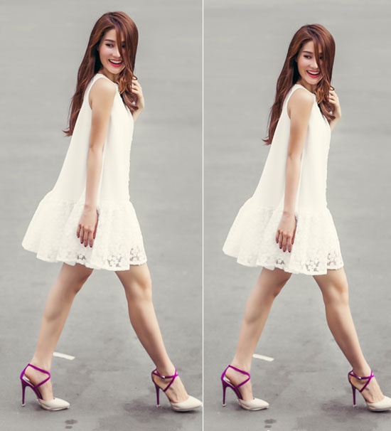 Váy hạ eo mang lại cho bạn cảm giác thông thoáng, mát mẻ trong ngày hè  nắng nóng. Diễm My 9x tươi trẻ và không kém phần duyên dáng với váy hạ  eo, chất liệu ren trắng. Phong cách này rất thích hợp cho những  nàng 