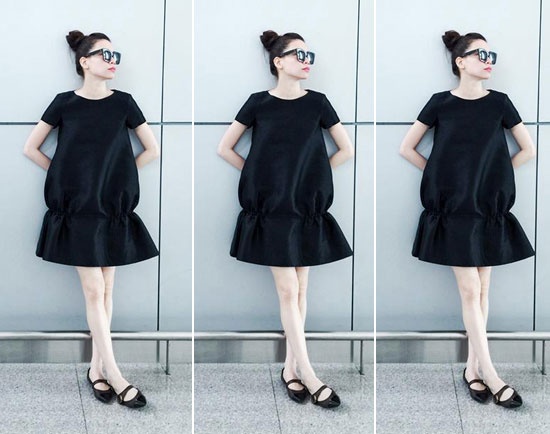 Hà Hồ gây chú ý với làn da trắng sứ khi diện váy hạ eo màu đen, kiểu dáng thời thượng. Kể cả với dáng người gầy như nữ ca sĩ, bạn vẫn có thể diện váy  hạ eo nếu chọn thiết kế phù hợp với cơ thể.