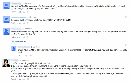 Những comment bức xúc với ca sĩ Thu Phương của cư dân mạng.
