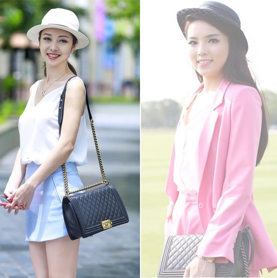 Cùng mẫu túi Chanel Boy màu đen nhưng
