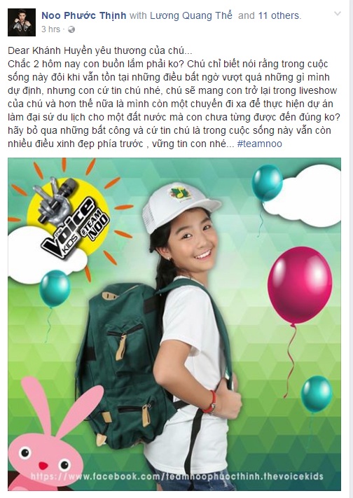 Noo Phước Thịnh bức xúc vì kết quả The Voice Kids ảnh 1 Noo Phuoc Thinh buc xuc vi ket qua The Voice Kids anh 1