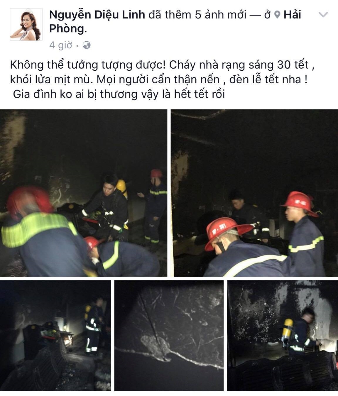 Nhà người đẹp Diệu Linh cháy rạng sáng 30 Tết ảnh 1 Nha nguoi dep Dieu Linh chay rang sang 30 Tet anh 1