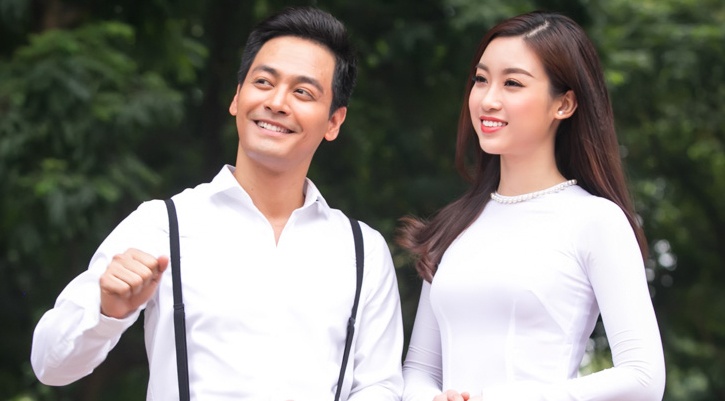 Dang thi hoc ky, Hoa hau My Linh ra Ha Noi quay MV cung MC Phan Anh hinh anh