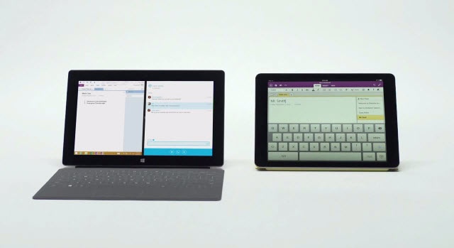 Quang cao so sanh kha nang chay da nhiem cua Surface va iPad Air hinh anh