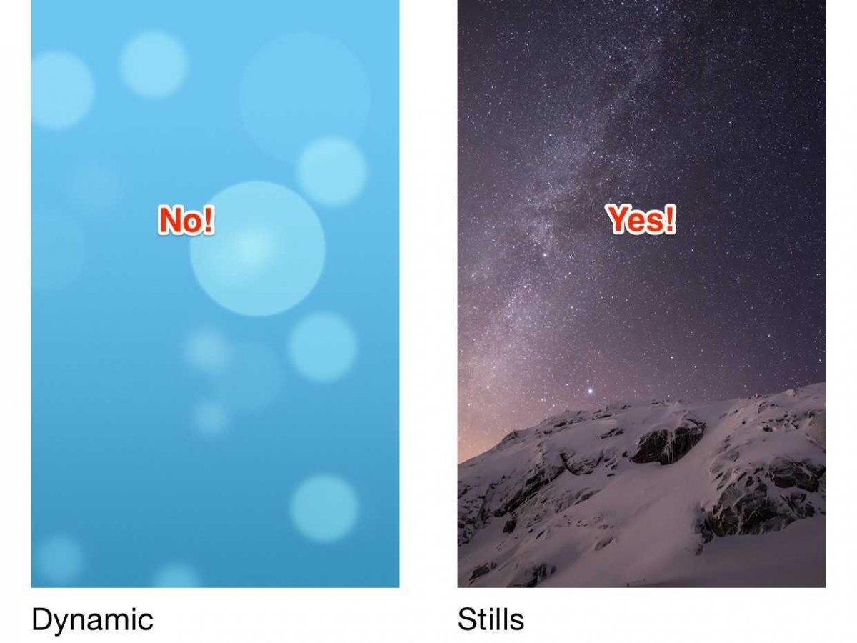 Tắt Hình nền Động: Hình nền Động khiếp thiết bị trong đẹp hơn nhưng cũng là nguyên nhân khiến iPhone tốn pin, chỉ cần vào Cài đặt > Hình nền > Chọn Hình nền Tĩnh.