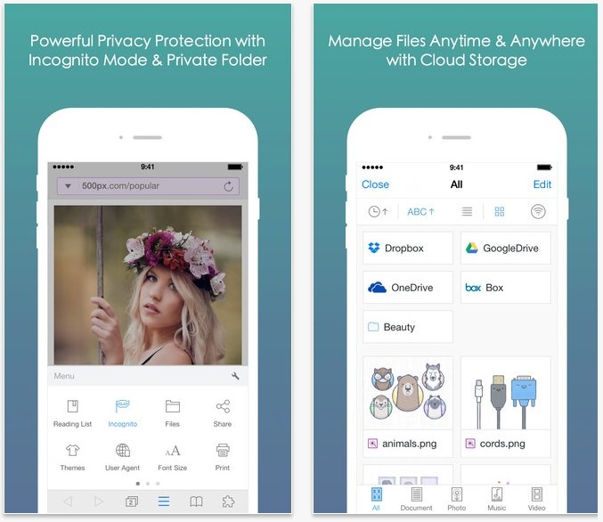 8.	Mercury: được đánh giá cao hơn Safari nhờ vào khả năng tùy biến của ứng dụng. Người dùng có thể tùy chọn chủ đề nền để duyệt Web, chọn chế độ duyệt Web toàn màn hình, duyệt Web riêng tư. Đặc biệt sản phẩm còn có những hỗ trợ mở rộng như LastPass, Google Translate và quan trọng nhất Ad Block – Chặn quảng cáo khi duyệt Web.