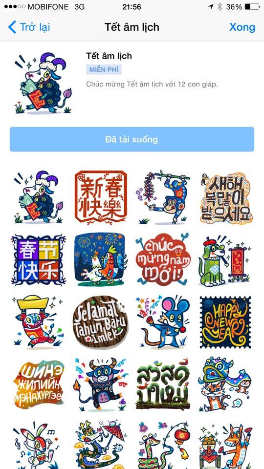 Bộ sticker Tết Âm lịch của Facebook.