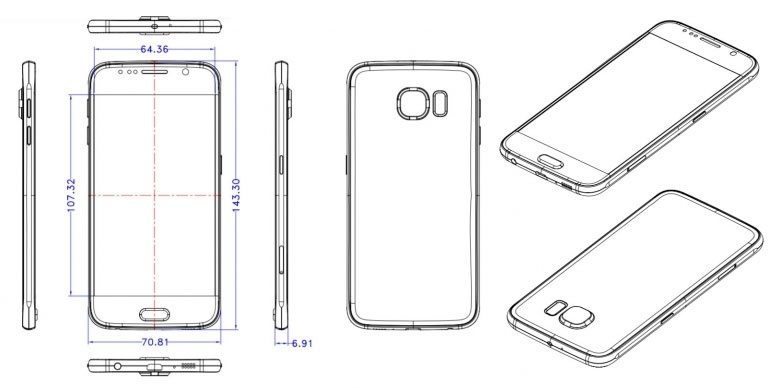 1. Thiết kế: Các phác thảo bị rò rỉ đã tiết lộ kích thước của Galaxy S6. Trong đó, yếu tố được người dùng quan tâm nhất là độ dày của chiếc smartphone này. Dù có thông tin Galaxy S6 sẽ dày 7,19 mm, các tín đồ Samsung vẫn hi vọng sản phẩm chỉ mỏng 6,91 mm – tương đương iPhone 6 hiện nay. Galaxy S6 cũng được kỳ vọng sở hữu thiết kế kim loại nguyên khối thay cho chất liệu nhựa truyền thống.