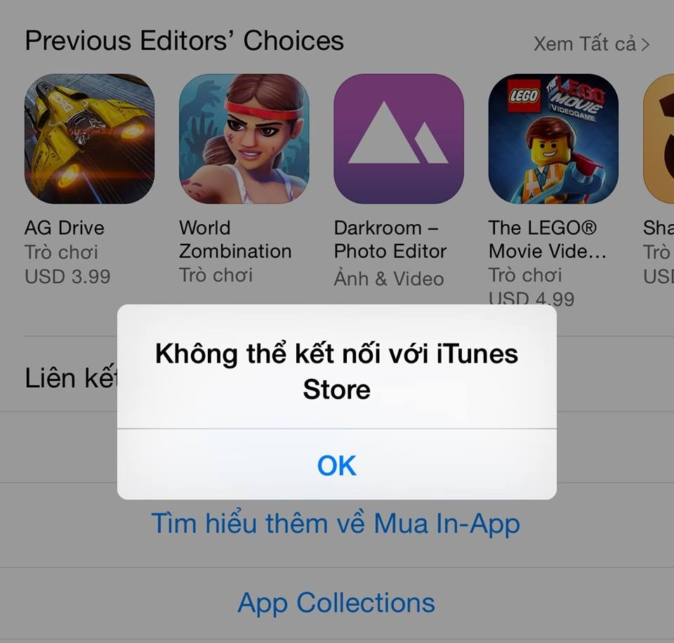 Apple xin loi vi iTunes va App Store khong truy cap duoc hinh anh