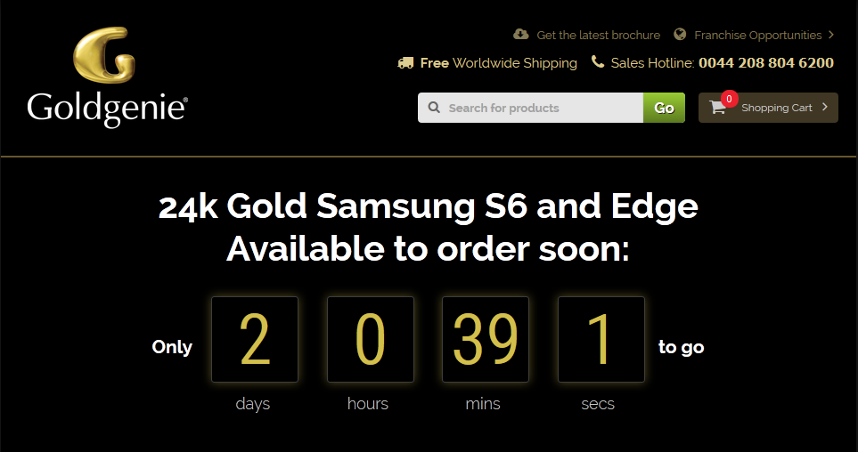 Thông tin chi tiết về bộ đôi S6 phiên bản đặc biệt trên website của Goldgenie.