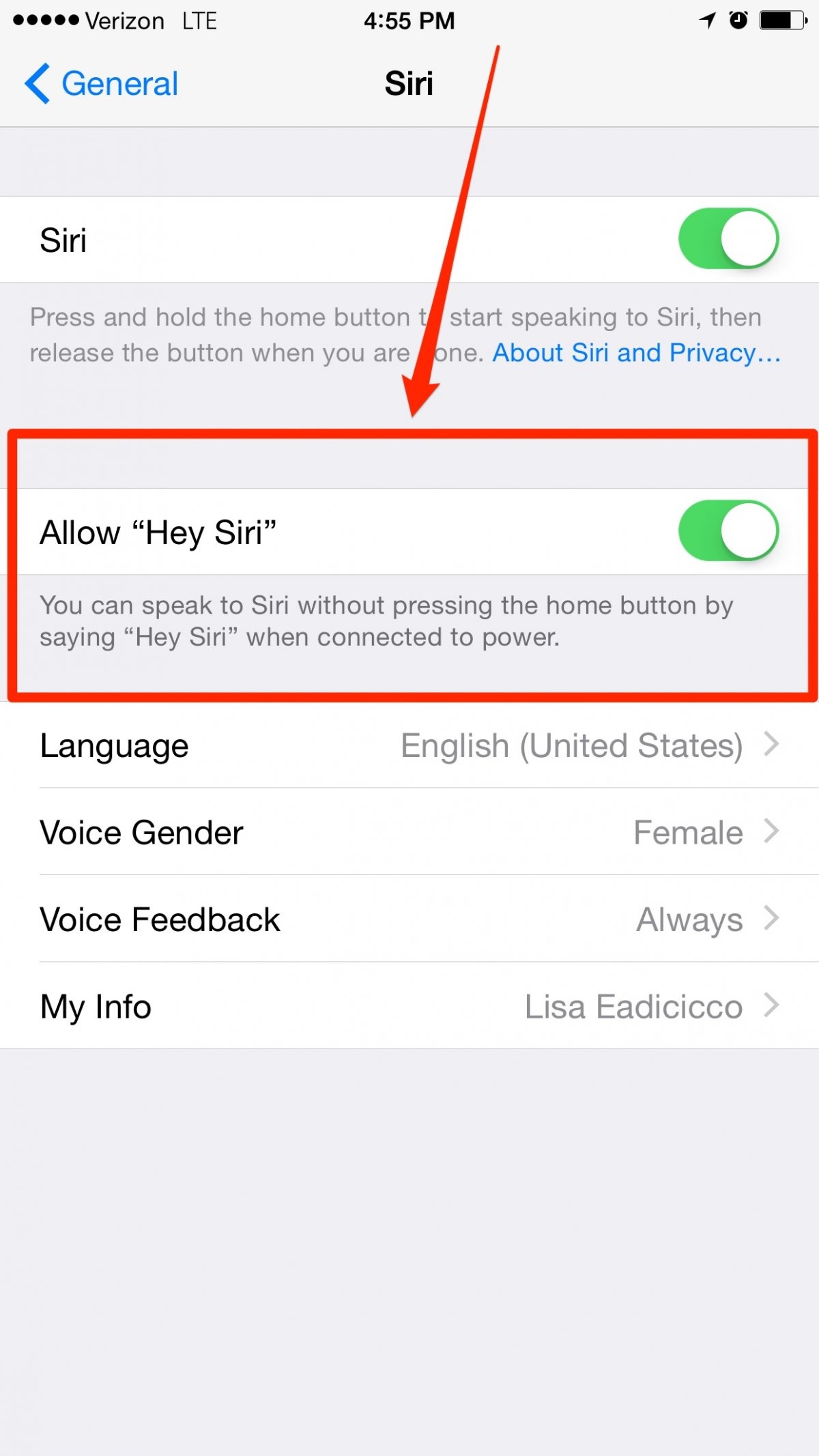 Sử dụng Siri khi rảnh tay, để thuận tiện hơn trong việc trò chuyện với Siri. Người dùng chỉ cần vào Cài đặt > Cài đặt chung > Siri > Bật Cho phép “Hey Siri”.