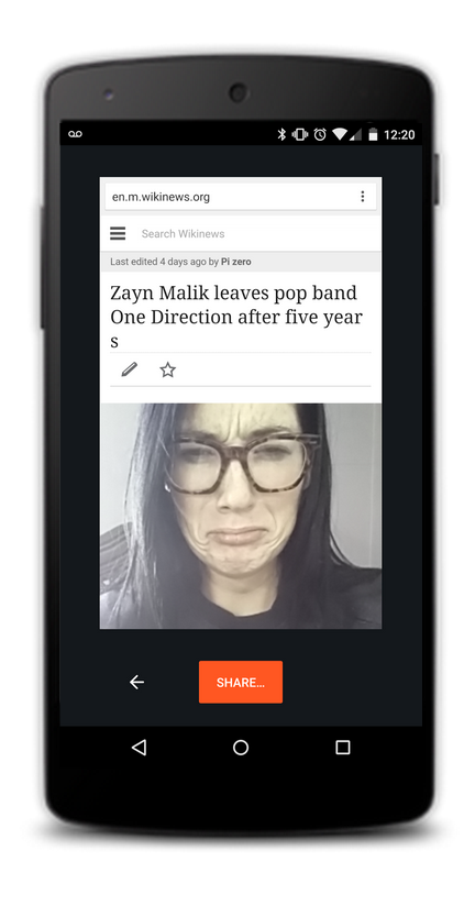 Thể hiện cảm xúc với Chrome Selfie: Từ ngữ, câu chữ không đủ để chia sẻ những gì người dùng thực sự cảm thấy khi đọc tin tức trực tuyến. Vì vậy, sẽ thú vị hơn rất nhiều nếu đi kèm với mỗi đường link  là hình ảnh biểu cảm của chính người dùng trước tin tức đó. Ứng dụng Chrome Selfie trên hệ điều hành Android sẽ cho phép người dùng thực hiện điều đó.