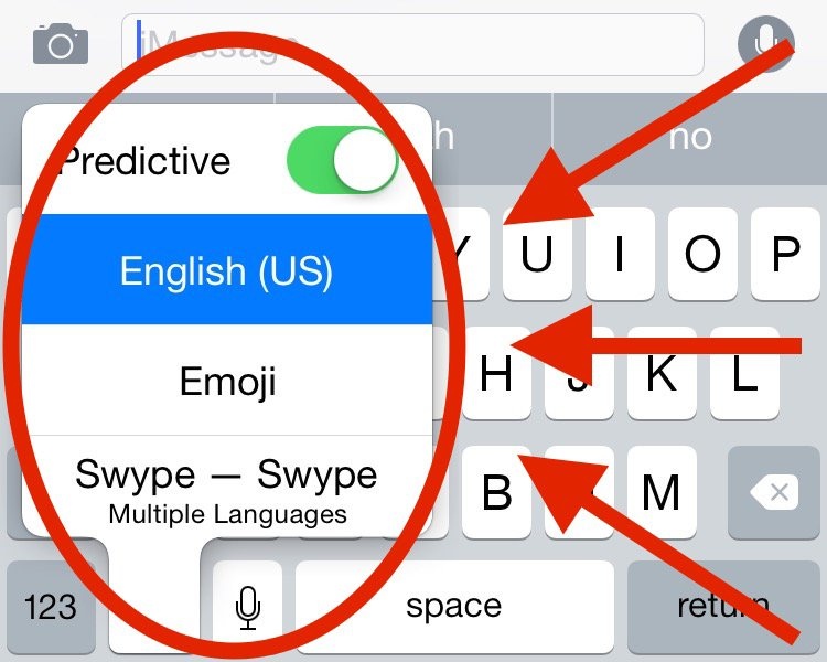 7.	Bàn phím iPhone có biểu tượng hình cầu ở góc dưới cùng bên trái. Khi nhấn vào đây, bạn sẽ thấy tùy chọn nhắn tin bằng ký tự, Biểu tượng hay bàn phím từ bên thứ ba, việc sắp xếp này khá rắc rối và khiến người dùng dễ bấm nhầm. Bàn phím từ bên thứ ba nên xuất hiện trong thư mục Cài đặt thay vì ở menu bàn phím.