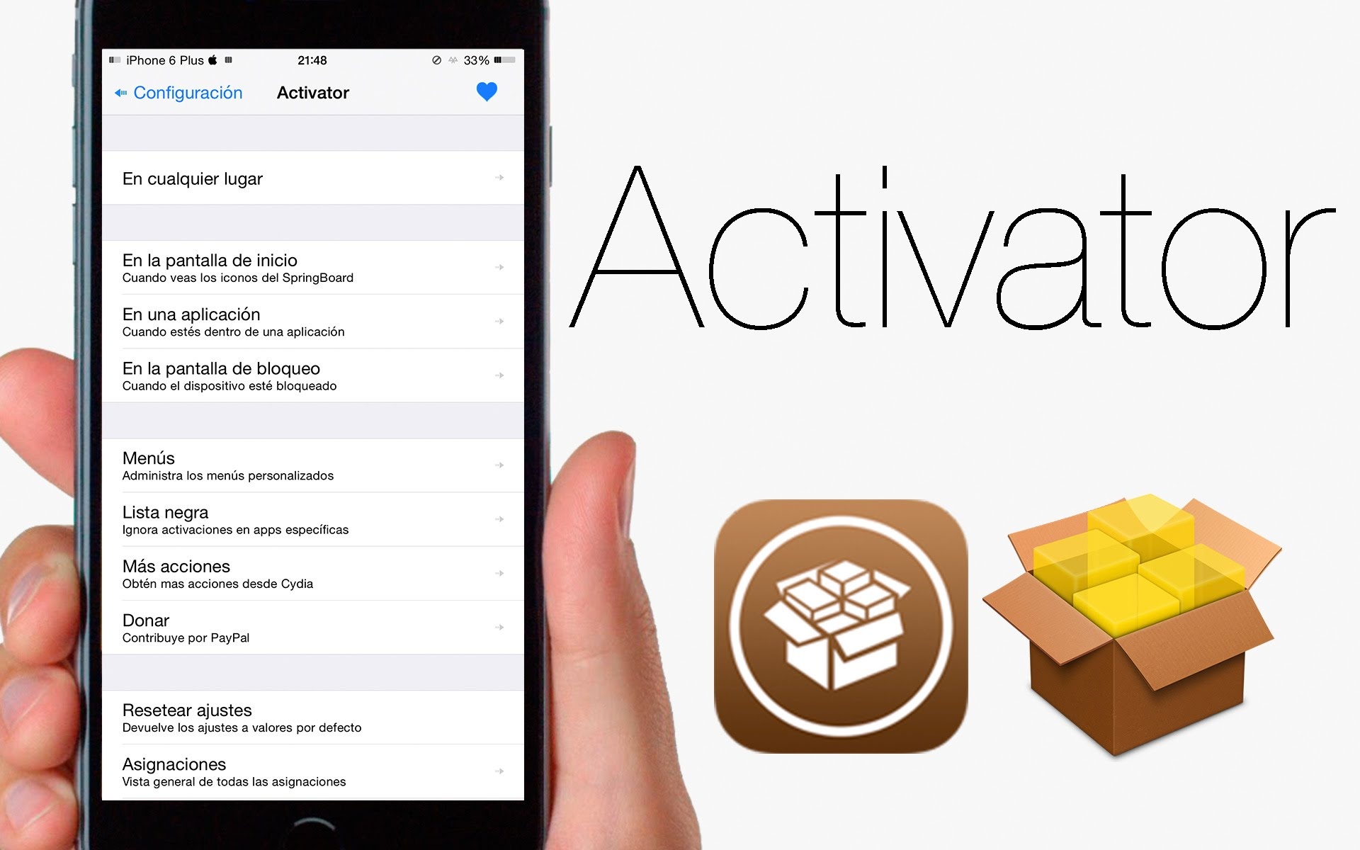 Activator: Là một ứng dụng không thể thiếu của bất cứ thiết bị Jailbreak nào. Activator tập hợp đa tác vụ từ màn hình chính đến trong ứng dụng, người dùng dễ dàng thao tác với thiết bị hơn mà không phụ thuộc quá nhiều đến Phím Home ảo. Tuy nhiên tùy chỉnh của Activator khá rắc rối với người mới Jailbreak. Ảnh: cydiaplanet.com.