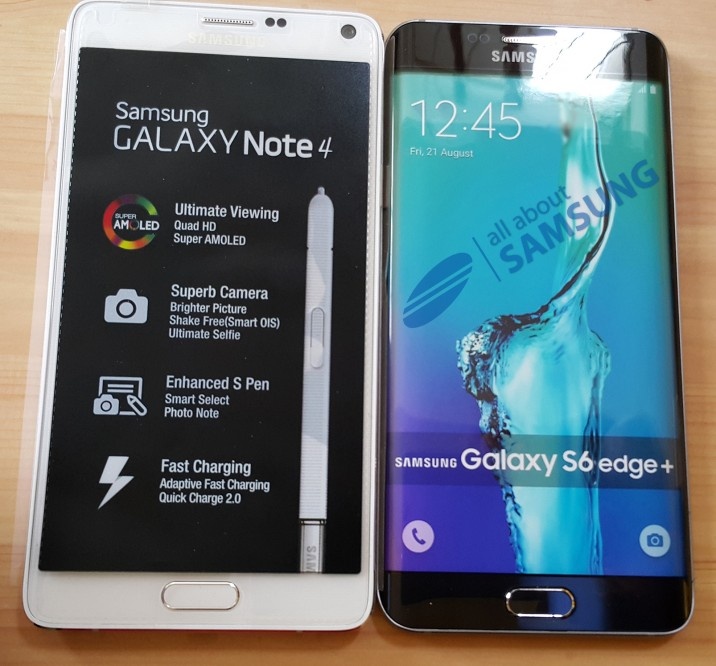 Mô hình Galaxy S6 Edge Plus có kích thước tương tự Galaxy Note 4.