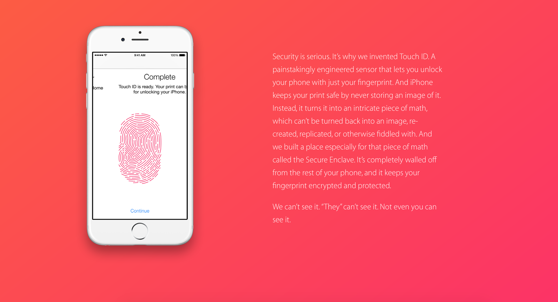 Giới thiệu tính năng bảo mật vân tay của iPhone. Ảnh: Hoàng Phong.