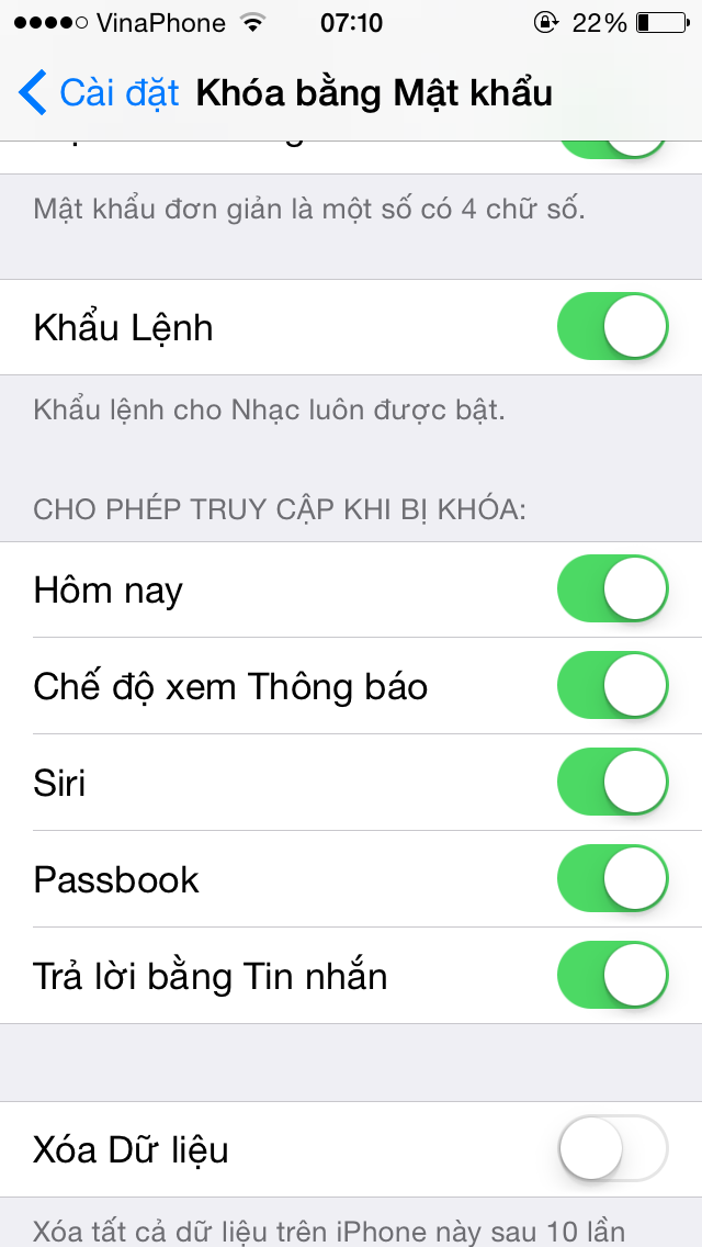 Ảnh khi truy cập vào phần mật khẩu.