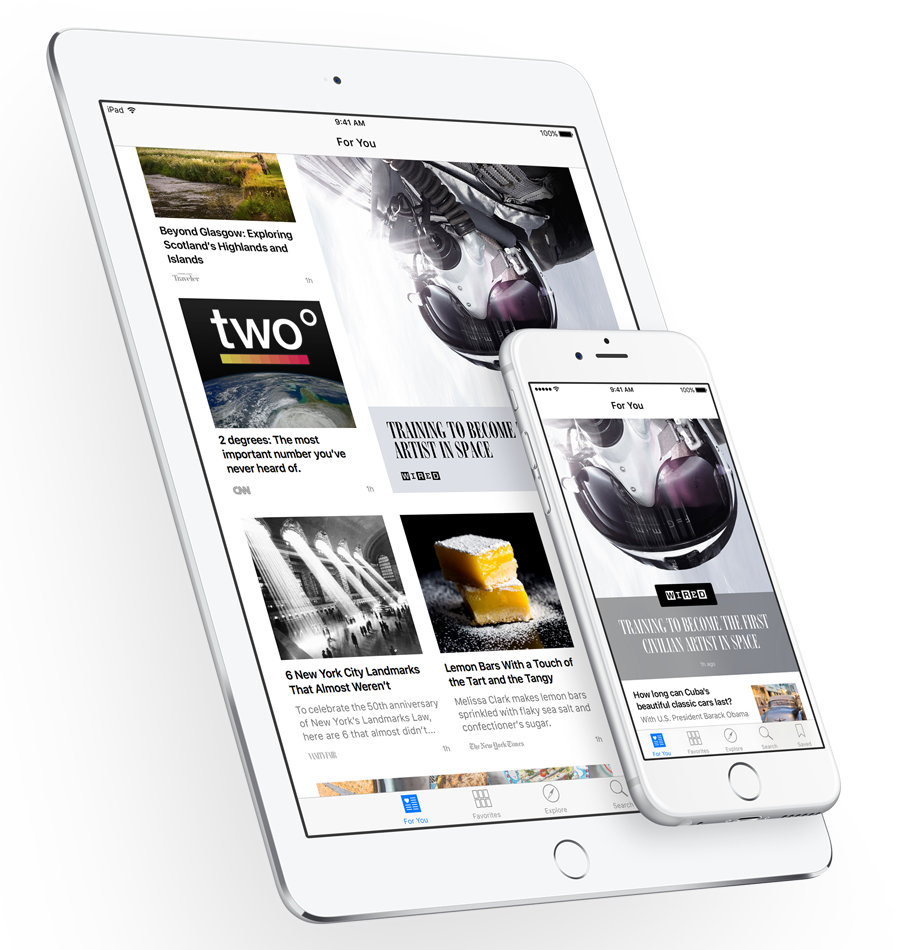 Ứng dụng News cập nhật liên tục tin tức trên thiết bị. Ảnh: Apple.