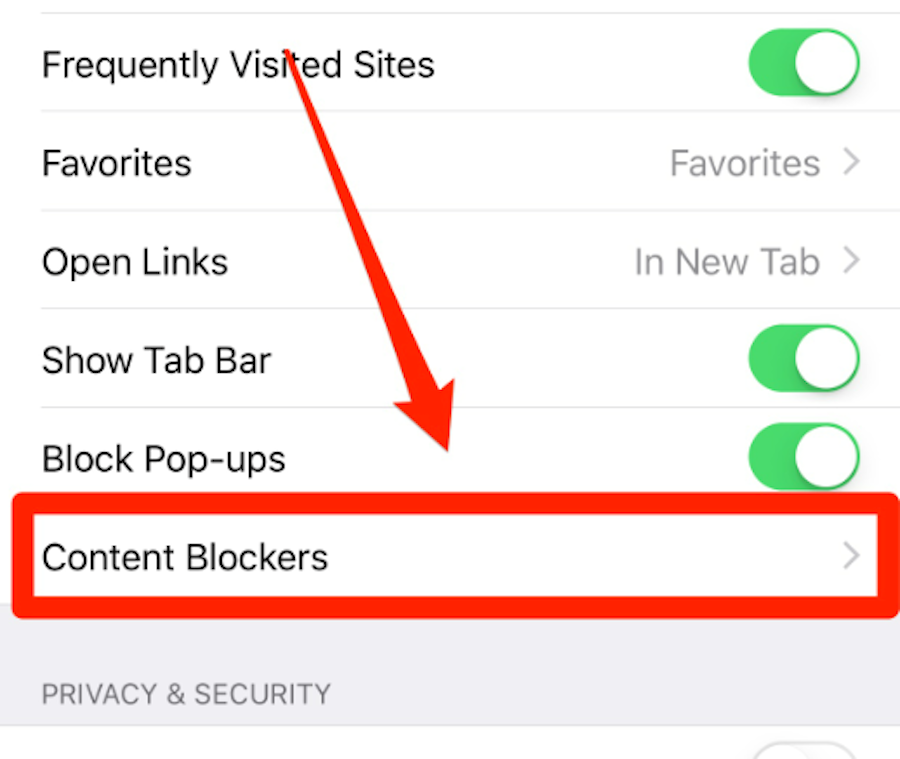 Bước 4: chọn content blocker.