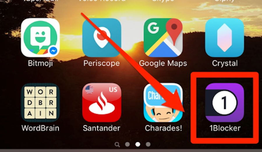 Bước 6: Truy cập 1blocker từ màn hinh chính.