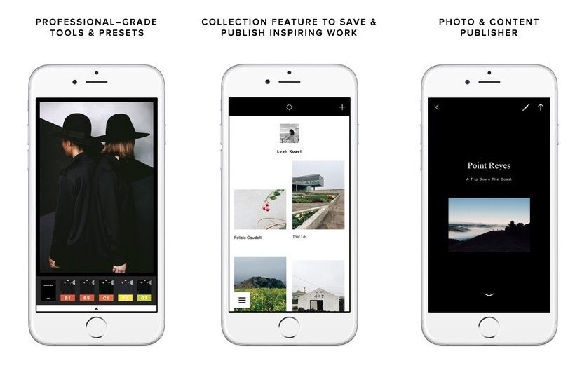VSCO Cam, ứng dụng chụp và chỉnh sửa ảnh ấn tượng trên di động. Sau khi phát hành, VSCO Cam nhận được khá nhiều bình luận tích cực từ người dùng nhờ khả năng chụp hình, bộ lọc màu, biên tập hình ảnh. Đặc biệt, nó còn có khả năng đồng bộ hóa tài khoản cá nhân nếu chẳng may bạn mất dữ liệu hoặc đổi thiết bị mới.