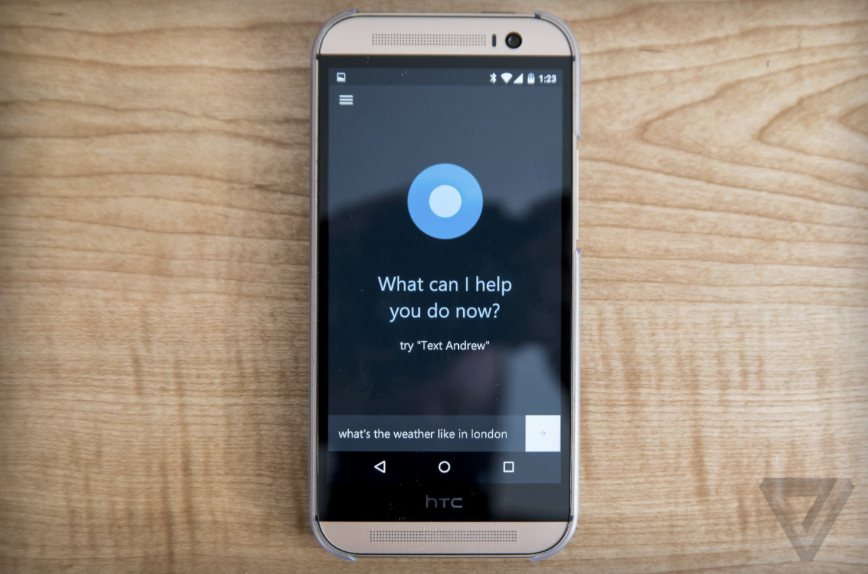 Hình ảnh chạy ứng dụng Cortana của điện thoại HTC. Ảnh: Theverge.