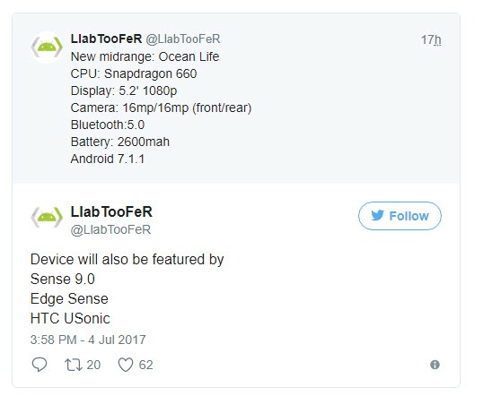 dien thoai HTC,  smartphone HTC Ocean Life anh 1