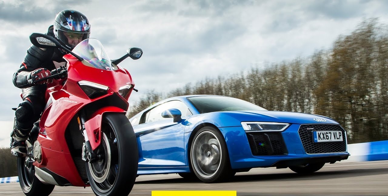 Ducati Panigale V4 danh bai Audi R8 V10 tren duong thang hinh anh