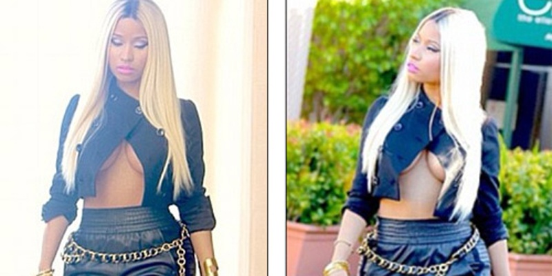 Nicki Minaj khoe nguc ky la tren pho hinh anh