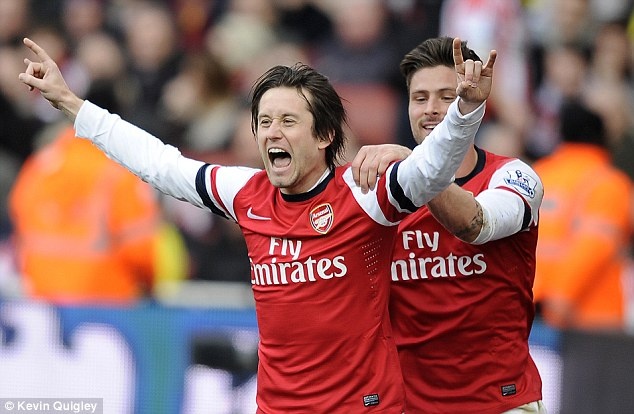 Arsenal thuong cho Rosicky hop dong moi hinh anh