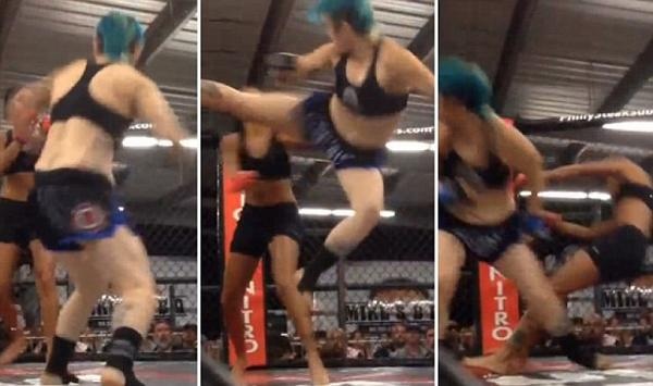 Nu vo si ha guc doi phuong trong 3 giay hinh anh