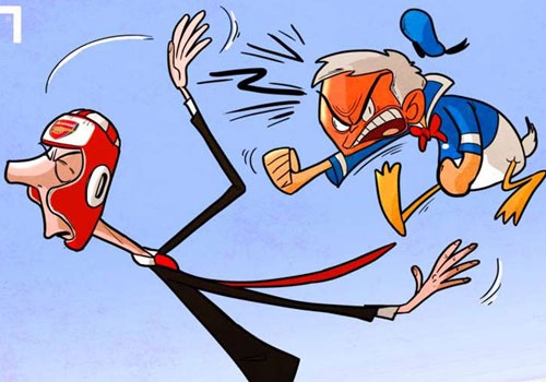 Hi hoa Jose Mourinho dam vo mat Arsene Wenger hinh anh