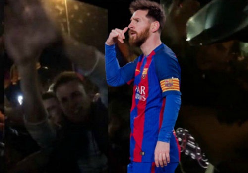 Co dong vien Barca reo ho, chan xe cua Messi o Nou Camp hinh anh