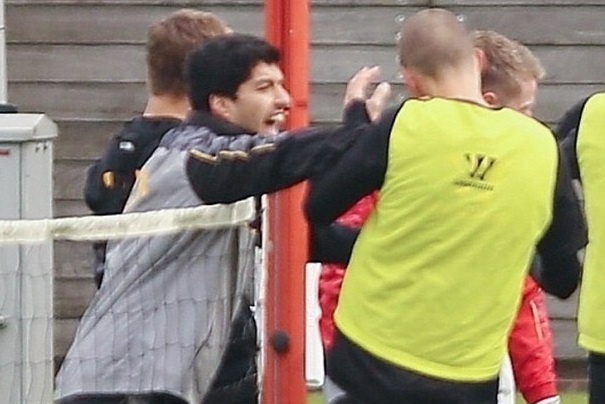 Suarez va Skrtel danh nhau truoc them dai chien Chelsea hinh anh