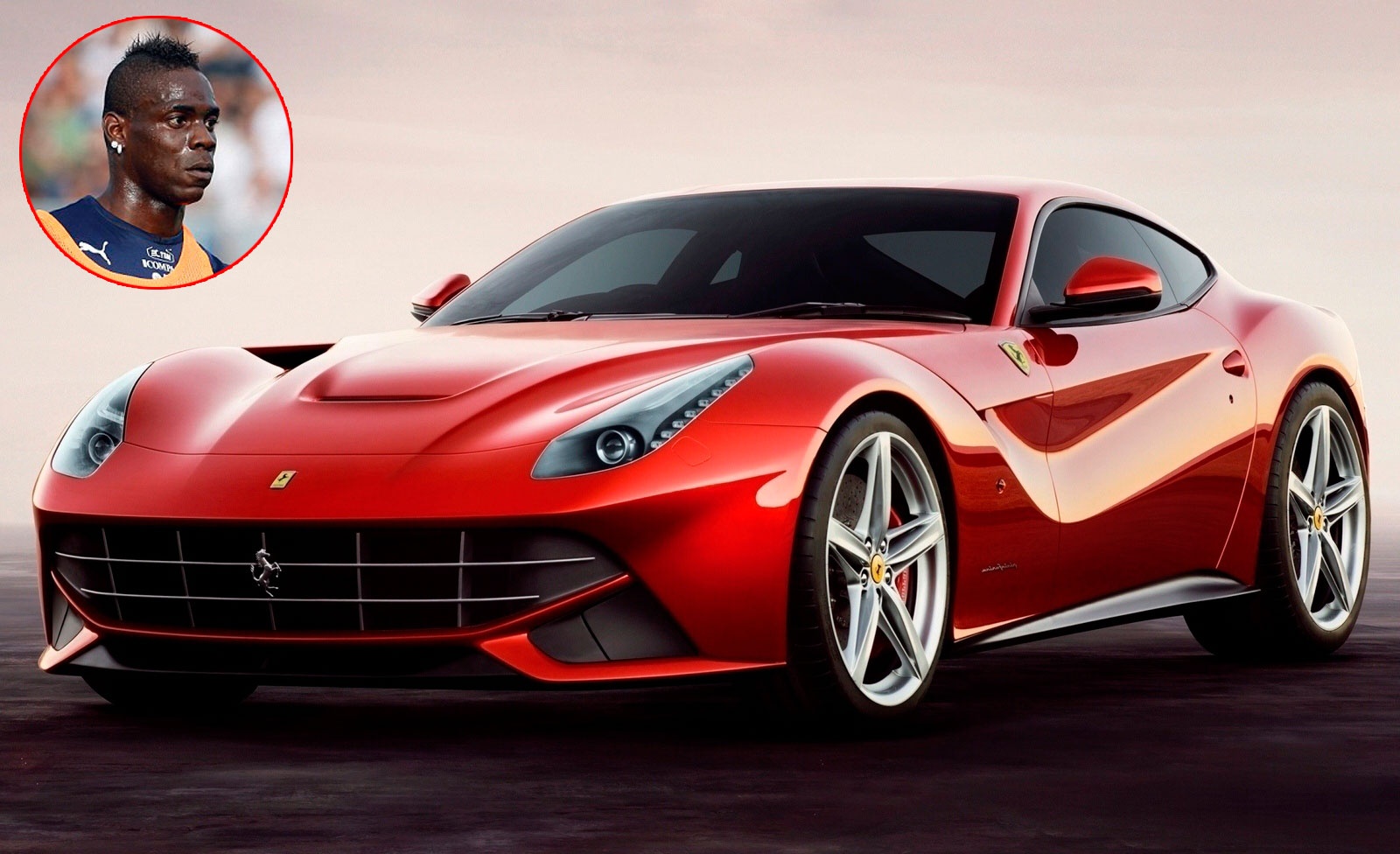 Chiếc Ferrari F12 là sự kết hợp hoàn hảo với tính cách bốc lửa của Balotelli. Sau khi gia nhập AC Milan, Bad Boy người Ý quyết định sử dụng siêu xe trên thay chiếc Bentley Continental Supersports hầm hố mà anh thường lượn trên các đường phố Manchester trong quãng thời gian chơi bóng ở Anh.