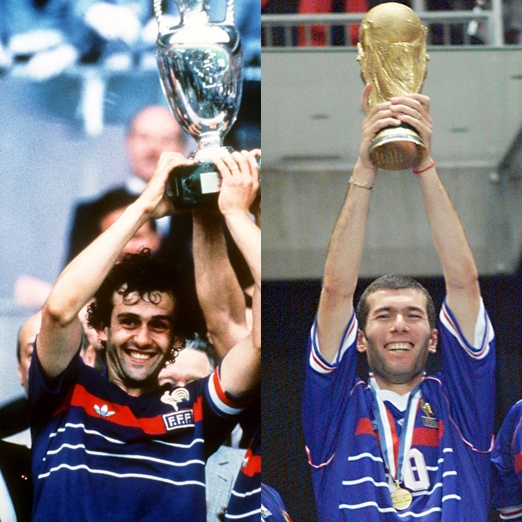 Platini và Zidane là những nghệ nhân của bóng đá Pháp. Ảnh: Kickofflabiere.