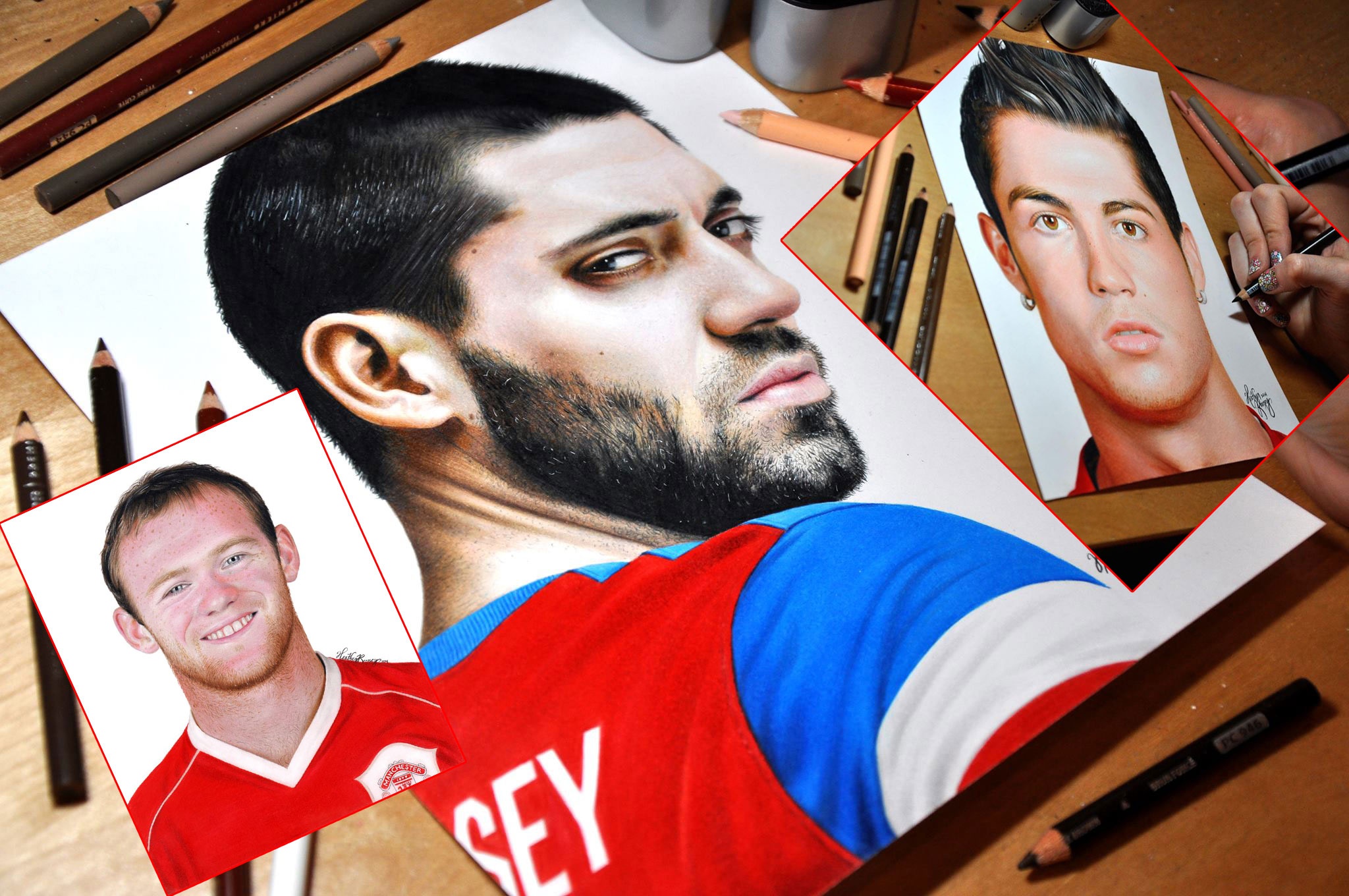 Hoa si ve chan dung Ronaldo, Rooney y nguoi that hinh anh