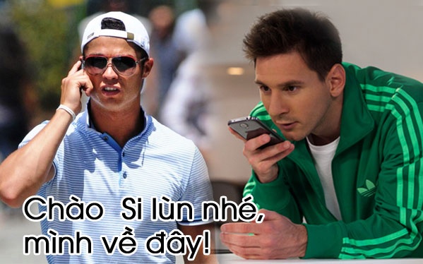 Anh vui Ronaldo goi dien chao Messi truoc khi ve nuoc hinh anh