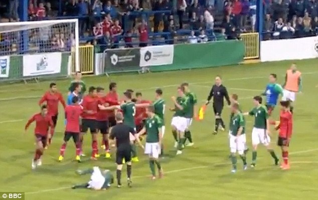 Bao luc bung phat o tran dau giua Bac Ireland va Mexico hinh anh