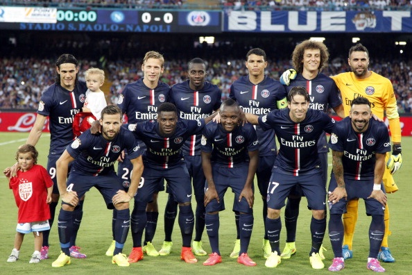 Salvatore Sirigu (3,5); Marquinhos (28), David Luiz (50), Thiago Silva (37), Luvas Digne (12); Lucas Moura (35,2), Yohan Cabaye (12), Javier Pastore (37), Ezequiel Lavezzi (25,5); Edinson Cavani (56,7), Zlatan Ibrahimovic (18,5).