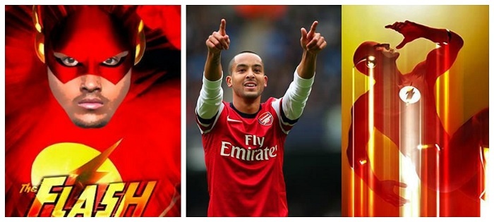 Với những pha bứt tốc chẳng khác nào chiếc xe công thức 1, Theo Walcott được người hâm mộ tại Anh gọi là The Flash (Tia sáng). Ngôi sao người Anh chỉ mất 10,3 giây để hoàn tất đường chạy 100 m. Hồi còn dẫn dắt Barca, HLV Pep Guardiola từng nói đùa rằng: “Muốn ngăn chặn Walcott, bạn cần có một khẩu súng”. Song có lẽ điều đó cũng không đem lại hiệu quả bởi vận tốc của viên đạn không thể bằng vận tốc của tia sáng.