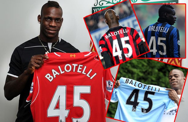 Nhiều người cho rằng Balotelli chọn số áo 45 khi đầu quân cho Inter Milan, AC Milan, Man City và hiện tại là Liverpool vì hai số đó cộng lại sẽ thành số 9, số áo ưa thích của một tiền đạo. Tuy nhiên, chân sút người Ý giải thích rằng, đơn giản đó chỉ là con số may mắn đối với anh.